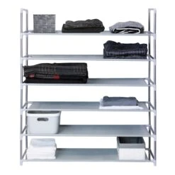 20-Pair & 5-Tier Coated Steel Shoe Rack, Grey