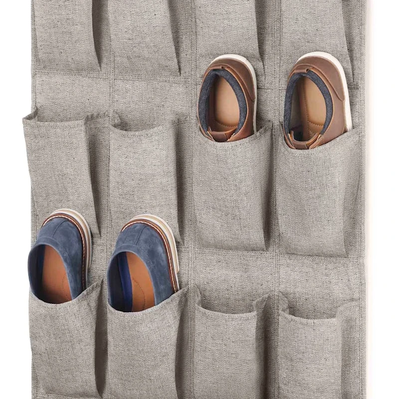 24-Pocket Over The Door Shoe Bag, Black Herringbone 3 24-Pocket Over The Door Shoe Bag, Black Herringbone - Image 3