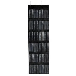 24-Pocket Over The Door Shoe Organizer, Black