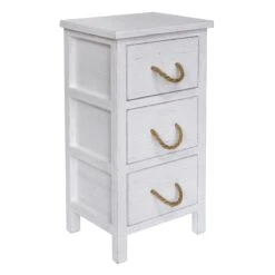 3-Drawer Distressed White Cabinet