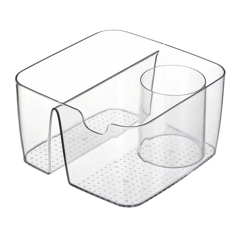 3-Section Clear Storage Bin With Holder 1 3-Section Clear Storage Bin With Holder