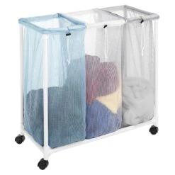 3-Section Laundry Sorter With Wheels