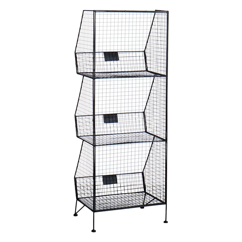 3-Tier Black Metal Mesh Shelf 2 3-Tier Black Metal Mesh Shelf - Image 2