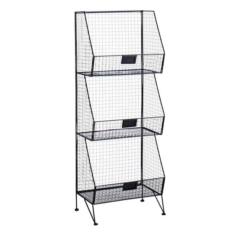 3-Tier Black Metal Mesh Shelf 1 3-Tier Black Metal Mesh Shelf