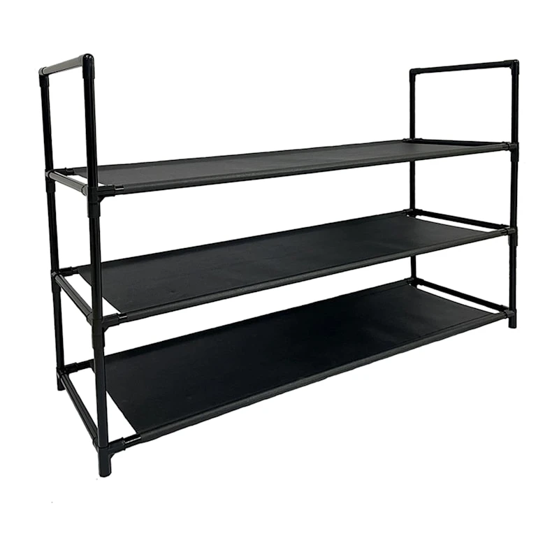 3-Tier Fabric Shoe Rack, Black 1 3-Tier Fabric Shoe Rack, Black