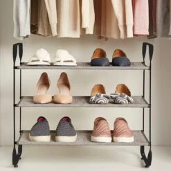 3-Tier Heavy Duty Shoe Rack, Grey 11 3-Tier Heavy Duty Shoe Rack, Grey -Furniture Store 3 tier heavy duty shoe rack grey 5