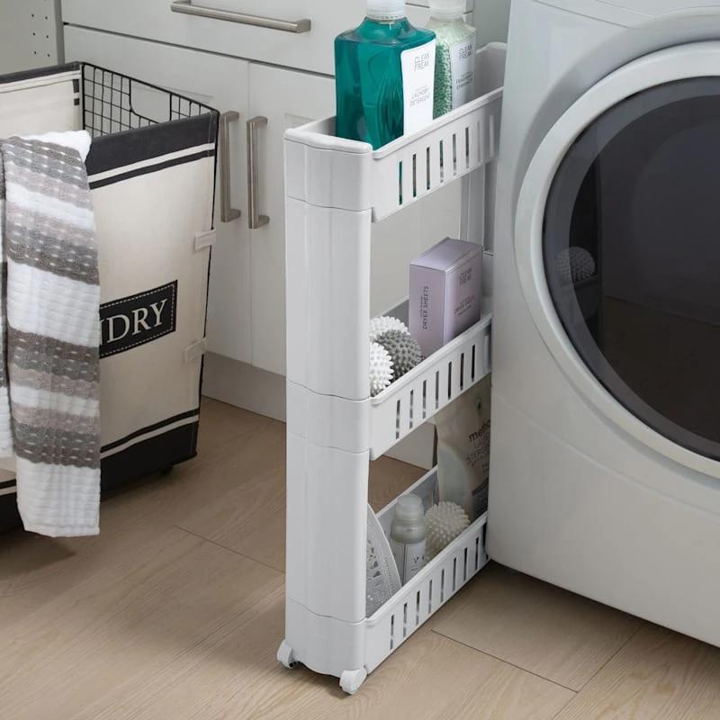 3-Tier Slim Rolling Organizer, White 2 3-Tier Slim Rolling Organizer, White - Image 2