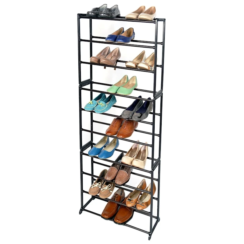 30-Pair Standing Shoe Rack, Bronze 1 30-Pair Standing Shoe Rack, Bronze