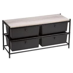 4-Drawer Jami Rack With Brown Wooden Top
