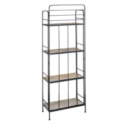 4-Tier Black Metal Baker Rack With Folding Wood Top Shelves -Furniture Store 4 tier black metal baker rack with folding wood top shelves 2