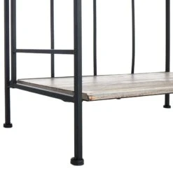 4-Tier Black Metal Baker Rack With Folding Wood Top Shelves -Furniture Store 4 tier black metal baker rack with folding wood top shelves 4