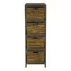 4-Tier Brown Wooden Shelf With Maize Drawers