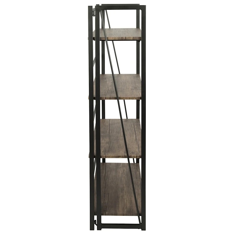 4-Tier Dakota Black & Brown Industrial Modern Bookshelf, 49" 2 4-Tier Dakota Black & Brown Industrial Modern Bookshelf, 49" - Image 2