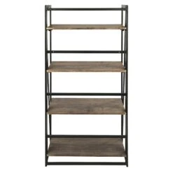 4-Tier Dakota Black & Brown Industrial Modern Bookshelf, 49" 11 4-Tier Dakota Black & Brown Industrial Modern Bookshelf, 49" -Furniture Store 4 tier dakota black brown industrial modern bookshelf 49 2