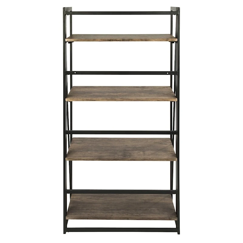 4-Tier Dakota Black & Brown Industrial Modern Bookshelf, 49" 3 4-Tier Dakota Black & Brown Industrial Modern Bookshelf, 49" - Image 3