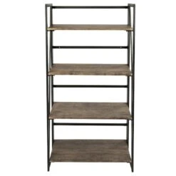 4-Tier Dakota Black & Brown Industrial Modern Bookshelf, 49" 12 4-Tier Dakota Black & Brown Industrial Modern Bookshelf, 49" -Furniture Store 4 tier dakota black brown industrial modern bookshelf 49 3