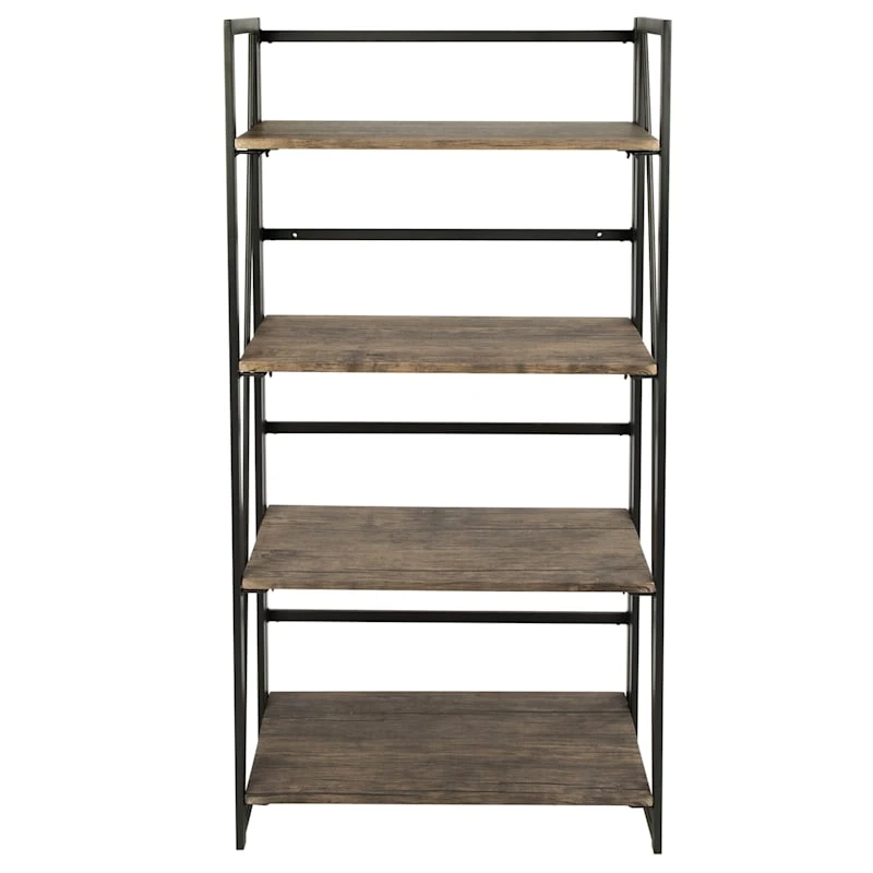 4-Tier Dakota Black & Brown Industrial Modern Bookshelf, 49" 4 4-Tier Dakota Black & Brown Industrial Modern Bookshelf, 49" - Image 4