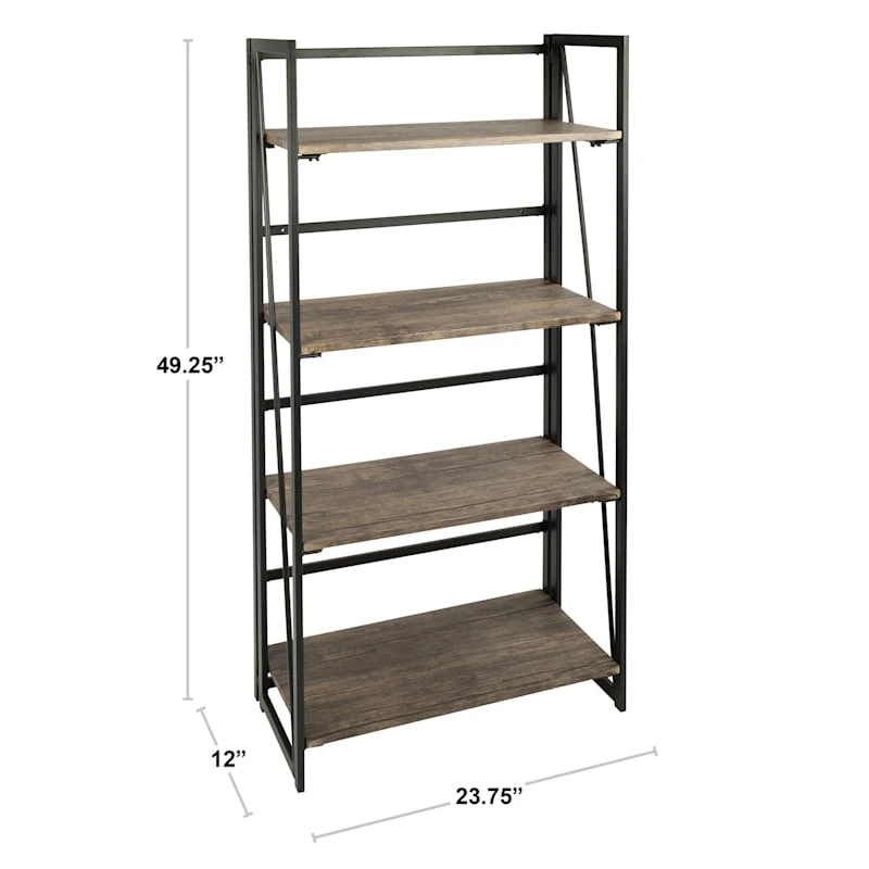 4-Tier Dakota Black & Brown Industrial Modern Bookshelf, 49" 9 4-Tier Dakota Black & Brown Industrial Modern Bookshelf, 49" - Image 9
