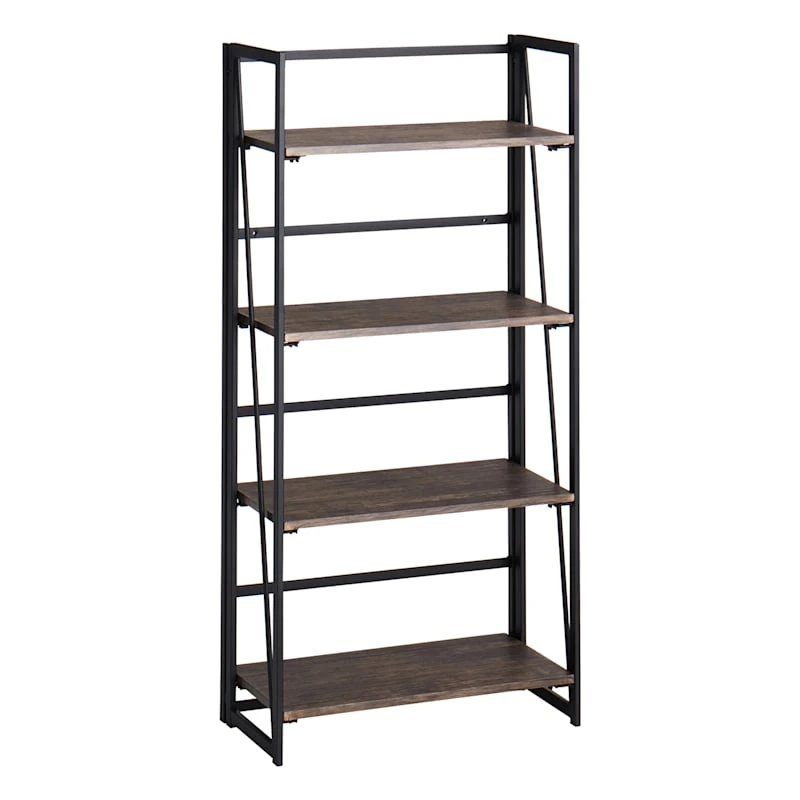 4-Tier Dakota Black & Brown Industrial Modern Bookshelf, 49" 1 4-Tier Dakota Black & Brown Industrial Modern Bookshelf, 49"