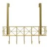 5-Hook Gold Bombay Diamond With Bamboo Brass Basket Over The Door Hanger