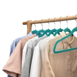 50-Pack Velvet Suit Hangers, Turkish Blue -Furniture Store 50 pack velvet suit hangers turkish blue 4