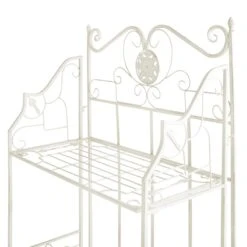 Antique White Metal Baker's Rack With Folding Shelves, 51" -Furniture Store antique white metal bakers rack with folding shelves 51 3