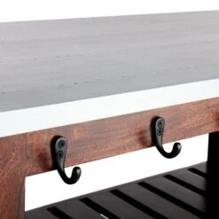 Antwerp Wood Bar Cart With Metal Top And Towel Hooks -Furniture Store antwerp wood bar cart with metal top and towel hooks 3