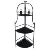Black Metal Corner Rack With Folding Wooden Shelves, 48"