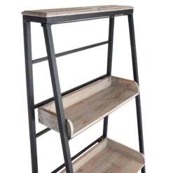 Black Metal Folding Rack With Wood Tray Layer -Furniture Store black metal folding rack with wood tray layer 4