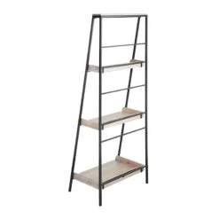Black Metal Folding Rack With Wood Tray Shelves -Furniture Store black metal folding rack with wood tray shelves 2