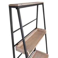 Black Metal Folding Rack With Wood Tray Shelves -Furniture Store black metal folding rack with wood tray shelves 3