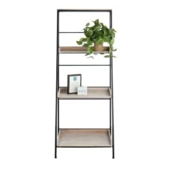 Black Metal Folding Rack With Wood Tray Shelves -Furniture Store black metal folding rack with wood tray shelves 5