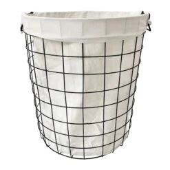 Black Metal Laundry Hamper With Handles, Large
