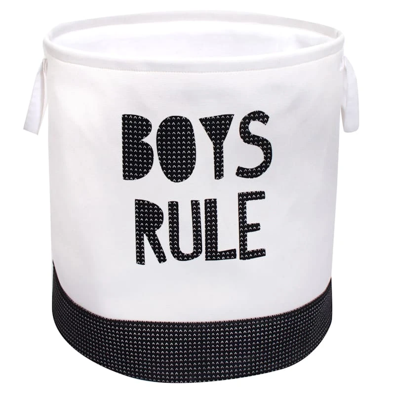 Boys Rule Black & White Laundry Hamper, Medium 1 Boys Rule Black & White Laundry Hamper, Medium