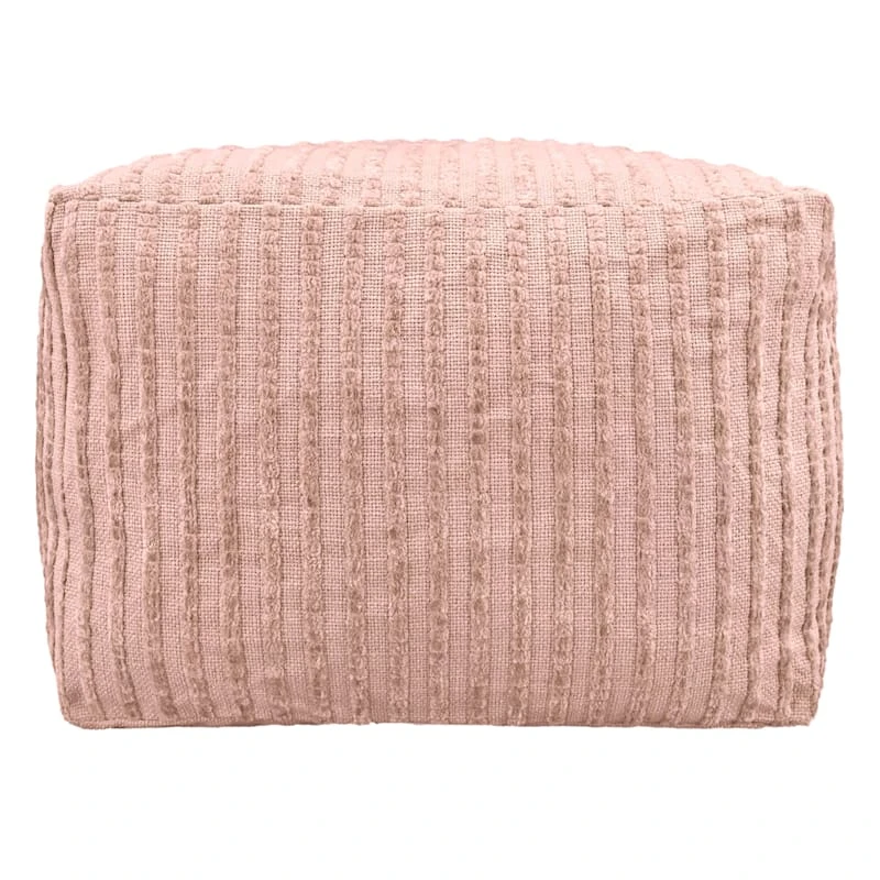 Bubble Dot Striped Pouf, Dusty Coral 1 Bubble Dot Striped Pouf, Dusty Coral