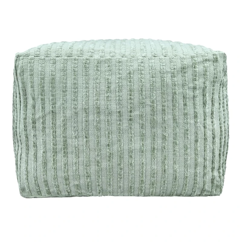 Bubble Dot Striped Pouf, Light Green 1 Bubble Dot Striped Pouf, Light Green