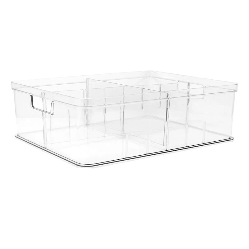 Clear Storage Bin With Divider, Extra Large 1 Clear Storage Bin With Divider, Extra Large