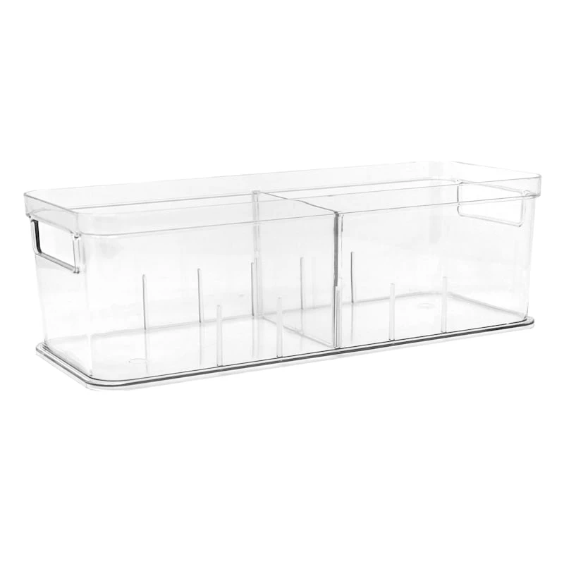 Clear Storage Bin With Divider, Large 1 Clear Storage Bin With Divider, Large