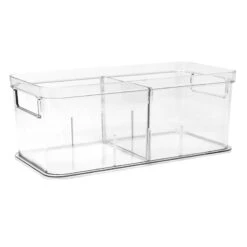 Clear Storage Bin With Divider, Small