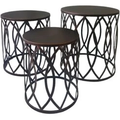 Copper Round Metal Side Table, Small -Furniture Store copper round metal side table small 2