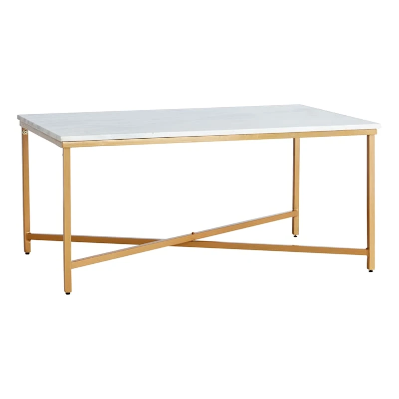 Crosby St Isabella Gold Coffee Table With Marble Top 1 Crosby St Isabella Gold Coffee Table With Marble Top