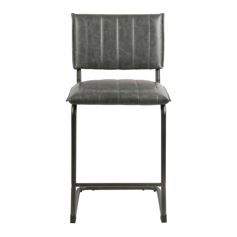 Crosby St Luka Faux Leather Counter Stool, Grey 2 Crosby St Luka Faux Leather Counter Stool, Grey - Image 2