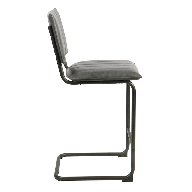 Crosby St Luka Faux Leather Counter Stool, Grey 3 Crosby St Luka Faux Leather Counter Stool, Grey - Image 3