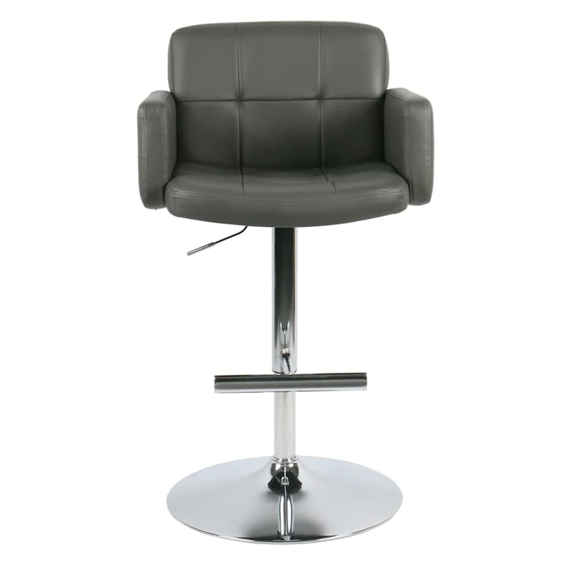 Crosby St Stout Adjustable Faux Leather Barstool, Grey 2 Crosby St Stout Adjustable Faux Leather Barstool, Grey - Image 2