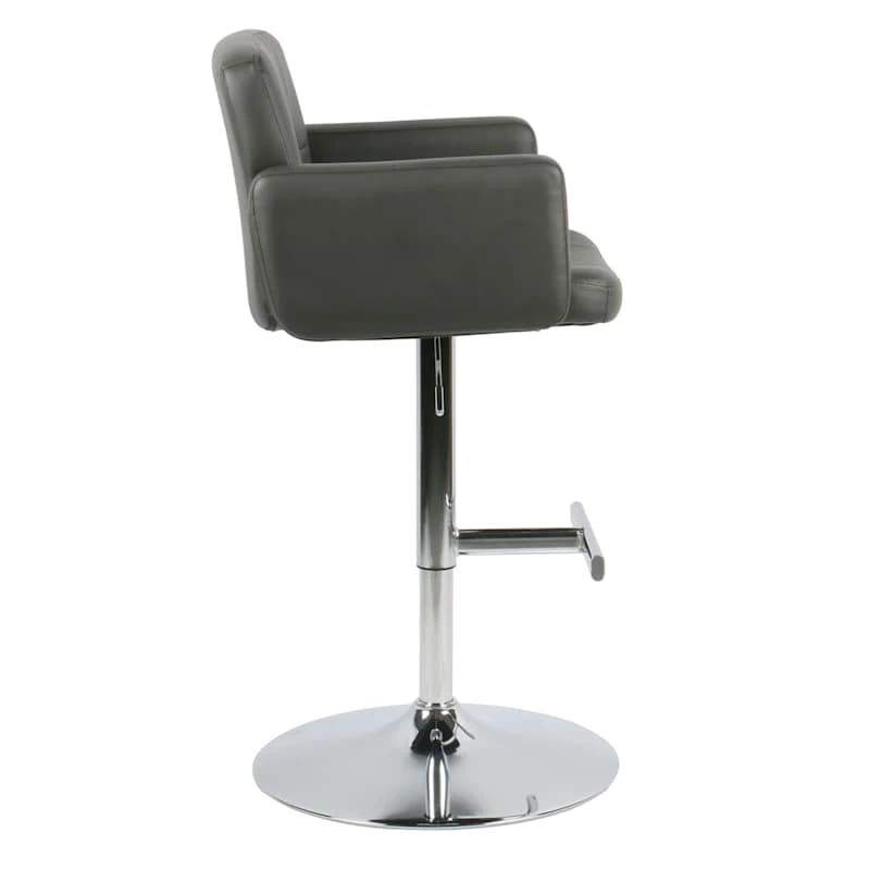 Crosby St Stout Adjustable Faux Leather Barstool, Grey 3 Crosby St Stout Adjustable Faux Leather Barstool, Grey - Image 3