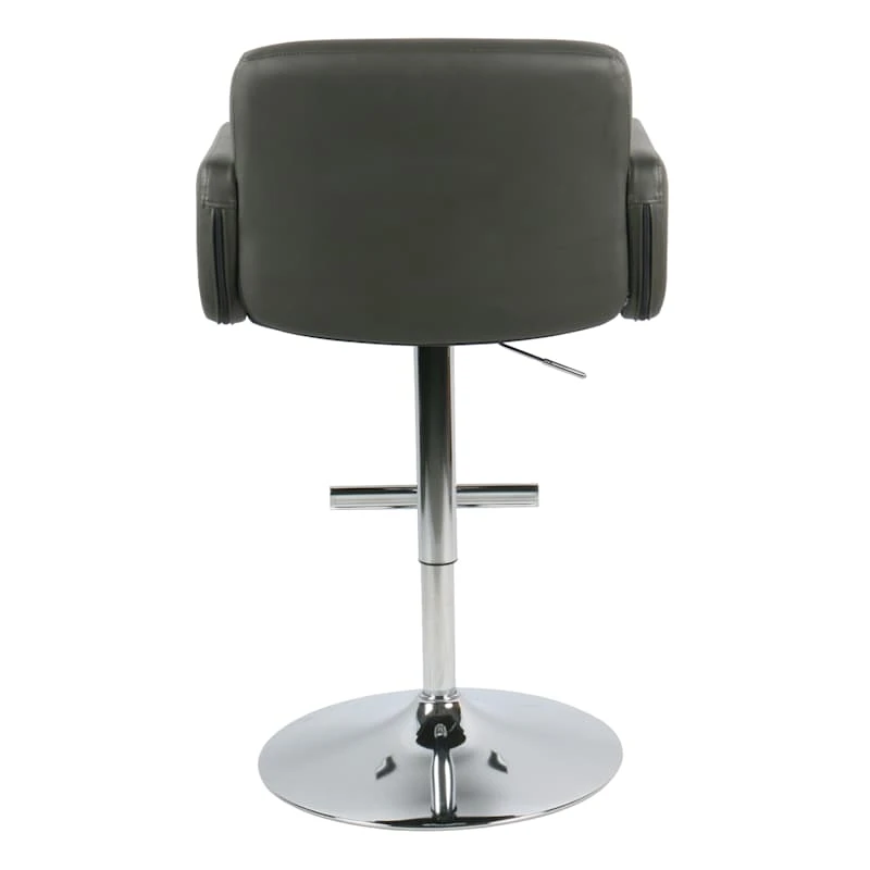 Crosby St Stout Adjustable Faux Leather Barstool, Grey 4 Crosby St Stout Adjustable Faux Leather Barstool, Grey - Image 4