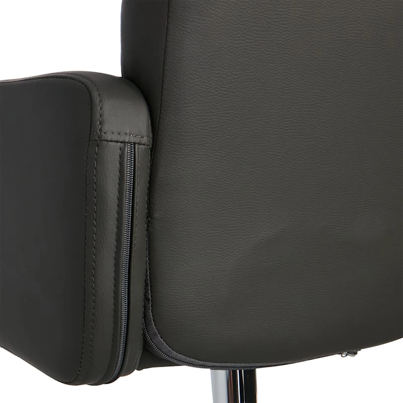 Crosby St Stout Adjustable Faux Leather Barstool, Grey 5 Crosby St Stout Adjustable Faux Leather Barstool, Grey - Image 5