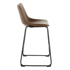 Drake Espresso Faux Leather Modern Industrial Barstool, 30" -Furniture Store drake espresso faux leather modern industrial barstool 30 2