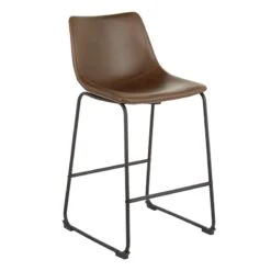 Furniture Store 6 Drake Espresso Faux Leather Modern Industrial Barstool, 30"