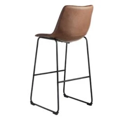 Drake Modern Faux Leather Industrial Barstool, Espresso -Furniture Store drake modern faux leather industrial barstool espresso 2